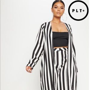 Black Striped Duster Jacket & Trouser Pants